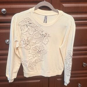 Anthropologie Pilcro Beaded Embroidered Sweatshirt